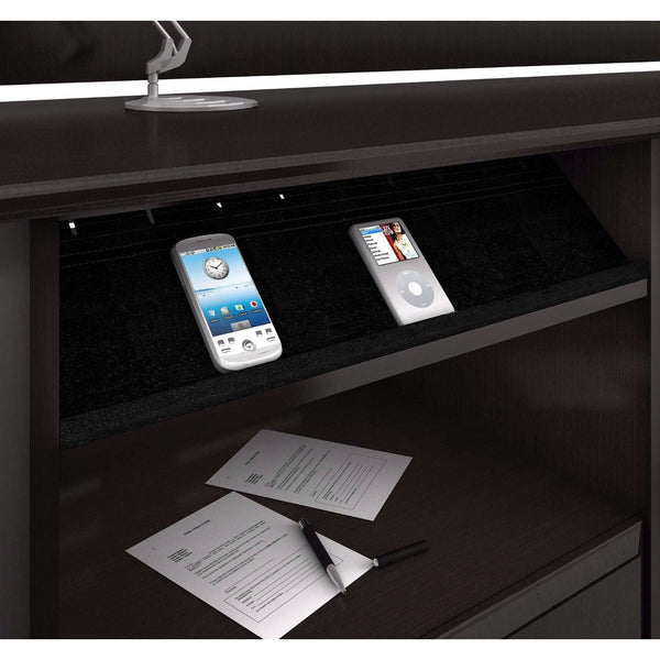 L-Shaped Corner Computer Desk with File Drawer in Espresso Wood Finish - Deals Kiosk