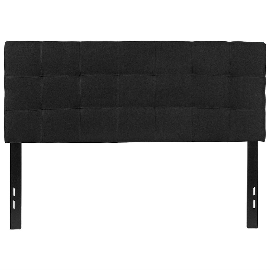 Full size Modern Box-Stitch Black Fabric Upholstered Headboard - Deals Kiosk