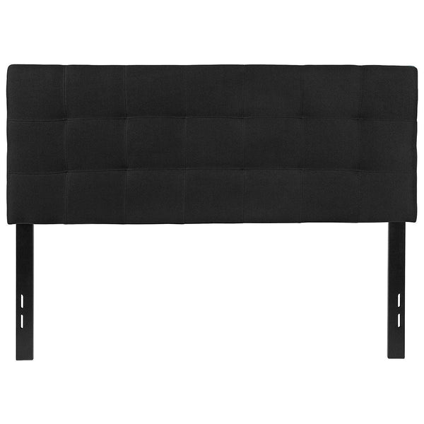 Full size Modern Box-Stitch Black Fabric Upholstered Headboard - Deals Kiosk