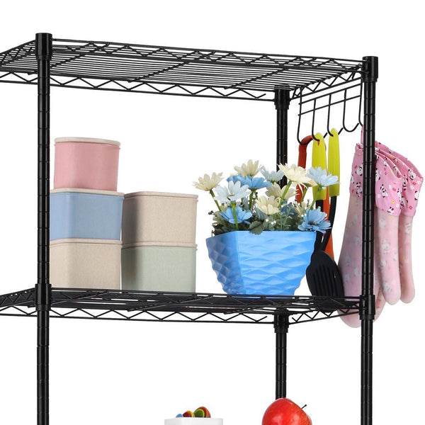 Black Metal 5-Tier Bakers Rack Kitchen Storage Shelving Unit - Deals Kiosk
