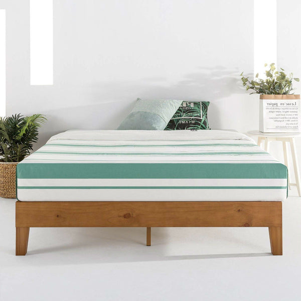 Full size Mid-Century Modern Solid Wood Platform Bed Frame in Natural - Deals Kiosk
