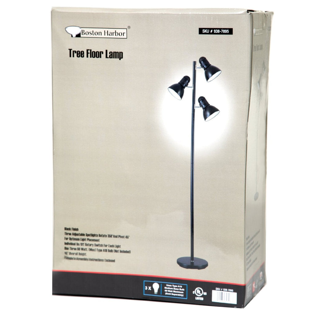 65-inch Black 3-Light Tree Lamp Spotlight Floor Lamp - Deals Kiosk