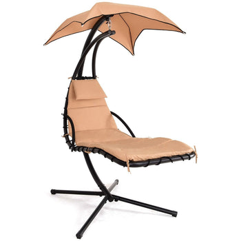 Beige Outdoor Modern Hammock Canopy Porch Swing Lounge Chair - Deals Kiosk