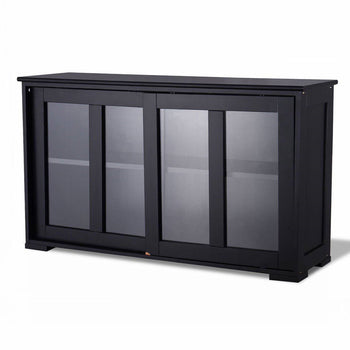 Black Sideboard Buffet Dining Storage Cabinet with 2 Glass Sliding Doors - Deals Kiosk