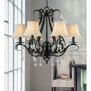 Black Iron 6-light Crystal Chandelier