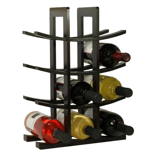 12-Bottle Wine Rack in Dark Espresso Finish Bamboo - Deals Kiosk