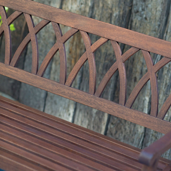 4-Ft Outdoor Garden Bench in Dark Brown Weather Resistant Wood Finish - Deals Kiosk