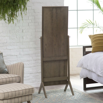 Contemporary Cheval Floor Mirror in Driftwood Finish - Deals Kiosk