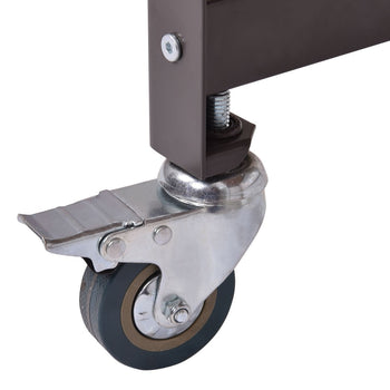 Mobile Steel Frame Laptop Computer Desk with Black Wood Top and Locking Casters - Deals Kiosk