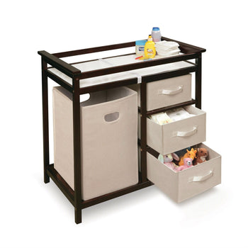 Baby Changing Table with 3 Baskets and Hamper in Espresso - Deals Kiosk
