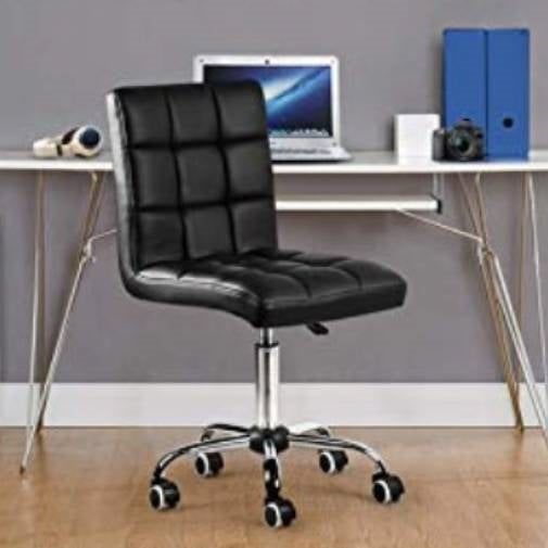 Modern Mid-Back Black Faux Leather Office Chair with Removable Arms - Deals Kiosk