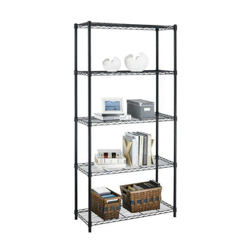 Black Metal 5-Shelf Heavy Duty Shelving Unit Storage Rack - Deals Kiosk