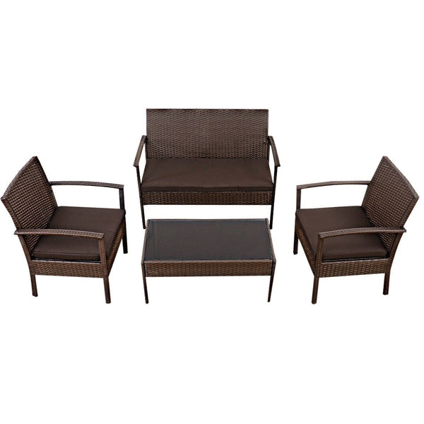 Brown 4-Piece Outdoor Rattan Patio Furniture Set - Deals Kiosk