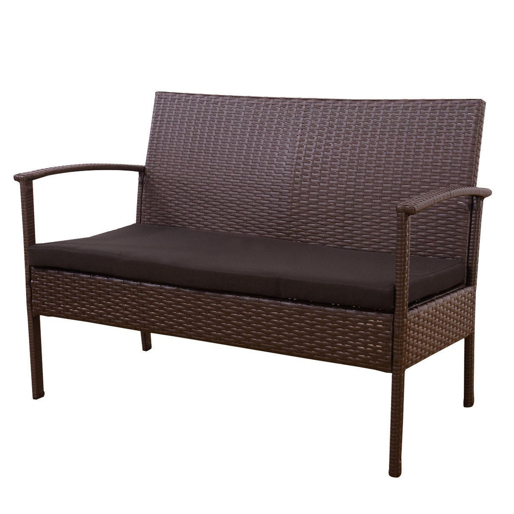 Brown 4-Piece Outdoor Rattan Patio Furniture Set - Deals Kiosk