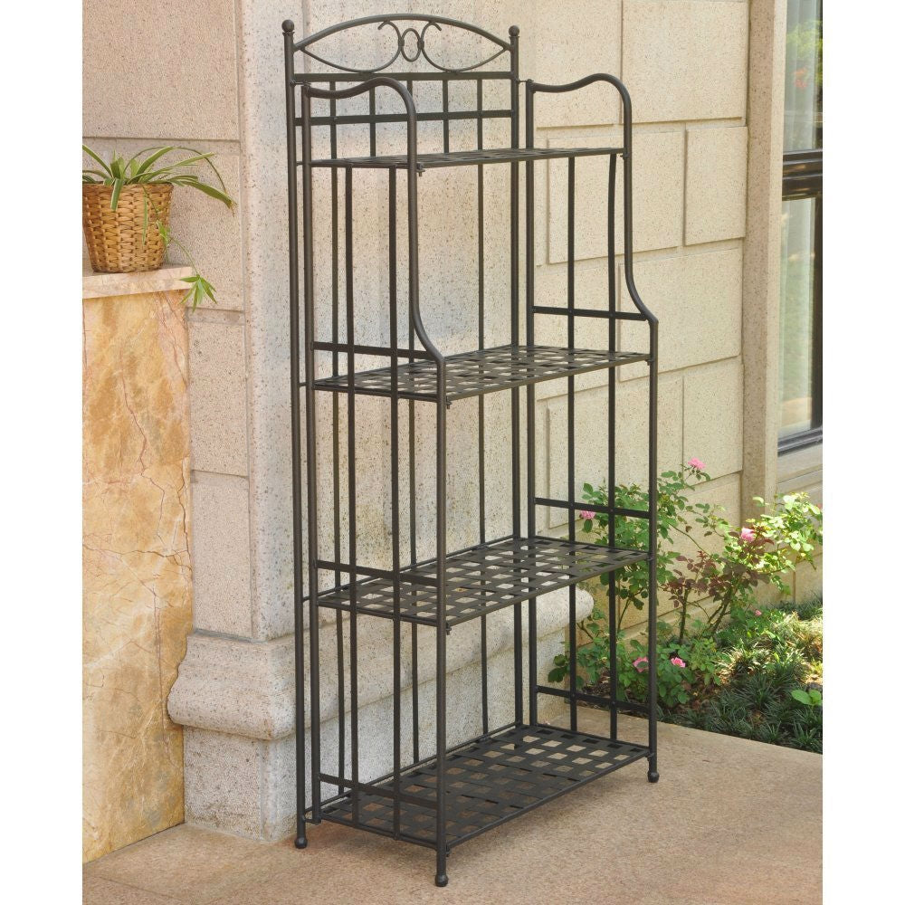 Black Powdercoated Iron Bakers Rack for Outdoor or Indoor Use
