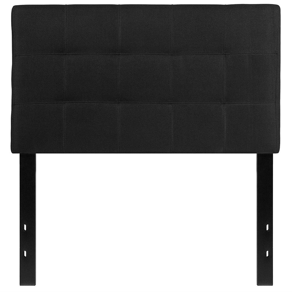 Twin size Modern Black Fabric Box-Stitch Upholstered Headboard - Deals Kiosk