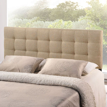 King size Beige Fabric Upholstered Headboard with Modern Tufting - Deals Kiosk
