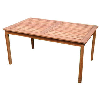 Rectangle 59 x 31.5-inch Solid Wood Patio Dining Table with Center Umbrella Hole - Deals Kiosk