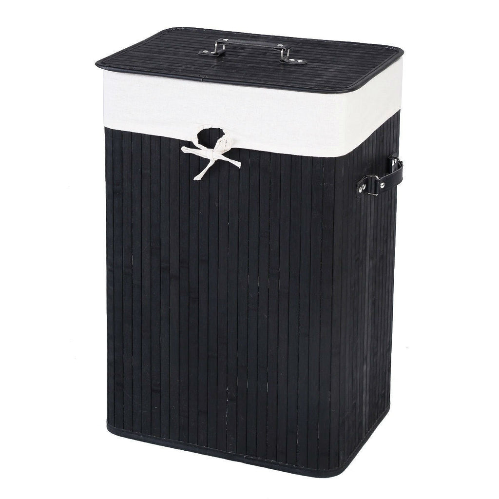 Black Bamboo Laundry Hamper with Removable Liner - Deals Kiosk