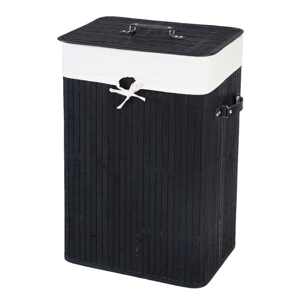 Black Bamboo Laundry Hamper with Removable Liner - Deals Kiosk