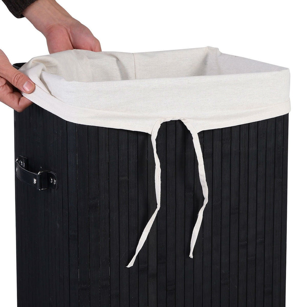 Black Bamboo Laundry Hamper with Removable Liner - Deals Kiosk