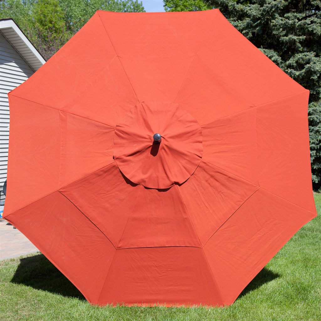11-Ft Patio Umbrella with Brick Red Canopy and Metal Pole - Deals Kiosk