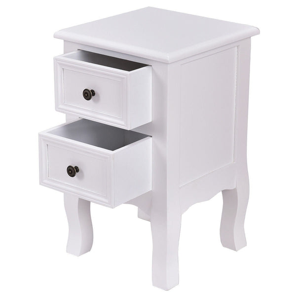 Classic Wooden White 1-Drawer Open Shelf End Table Nightstand - Deals Kiosk