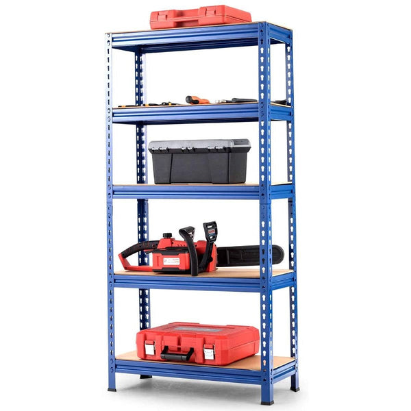 Heavy Duty 60 inch Adjustable 5-Shelf Metal Storage Rack in Navy Blue - Deals Kiosk