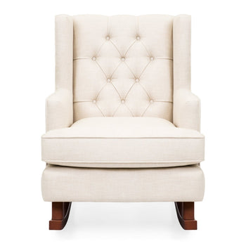 Beige Soft Tufted Upholstered Wingback Rocker Rocking Chair - Deals Kiosk