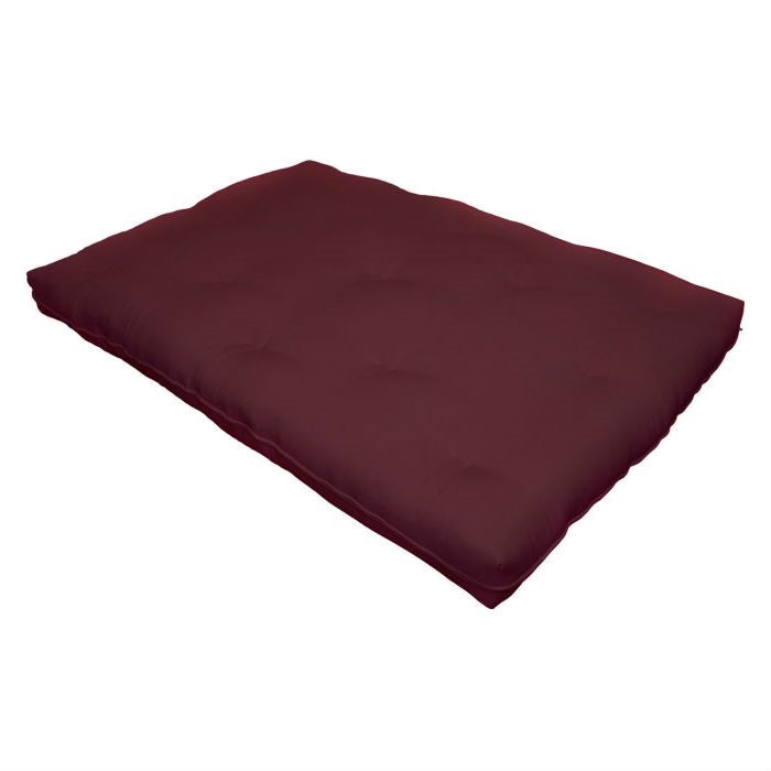 Full size 8-inch Thick Cotton Poly Futon Mattress in Burgundy