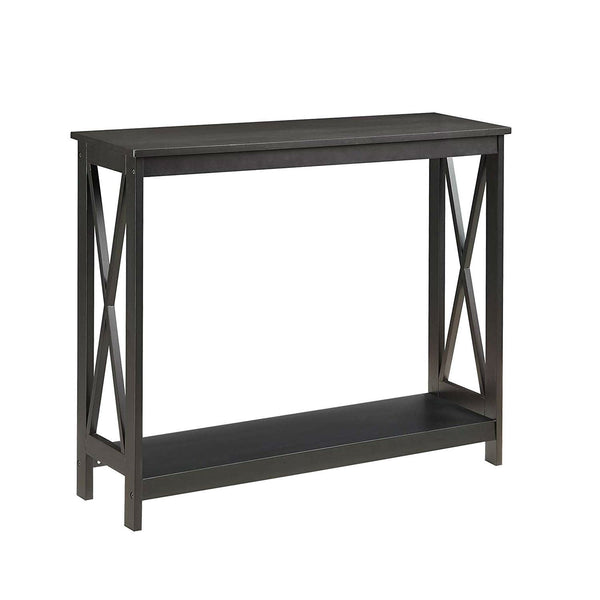 Black Wood Console Sofa Table with Bottom Storage Shelf - Deals Kiosk