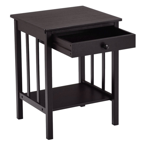 Classic Black Wood 1-Drawer End Table Nightstand Side Table - Deals Kiosk