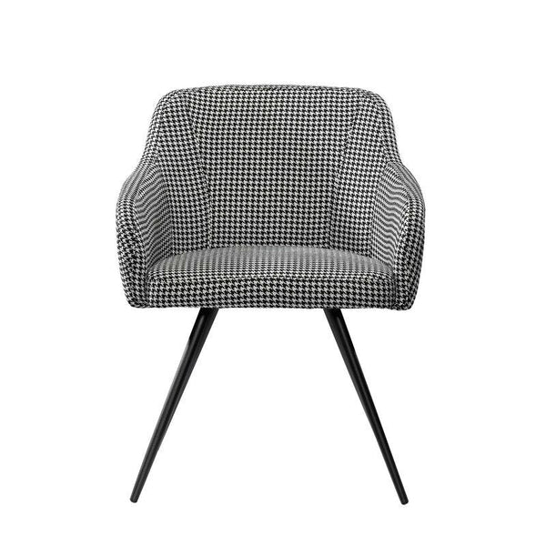 Black and White Upholstered Mid-Century Low Back Armchair Steel Legs