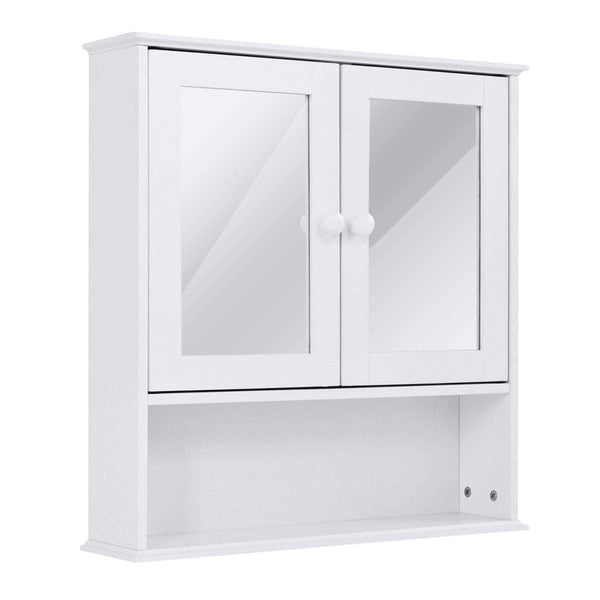 Simple Bathroom Mirror Wall Cabinet in White Wood Finish 23 x 22 inch - Deals Kiosk