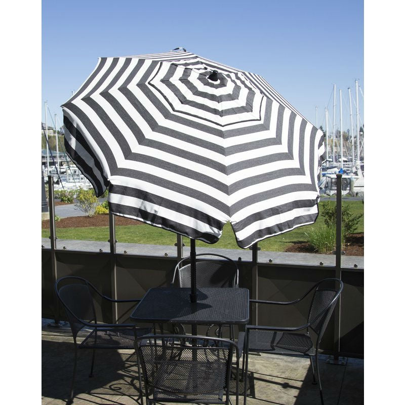 6 Foot Black White Stripe Drape Umbrella Manual Lift with Tilt - Deals Kiosk
