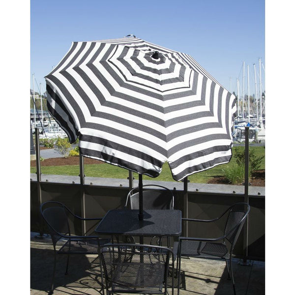6 Foot Black White Stripe Drape Umbrella Manual Lift with Tilt - Deals Kiosk
