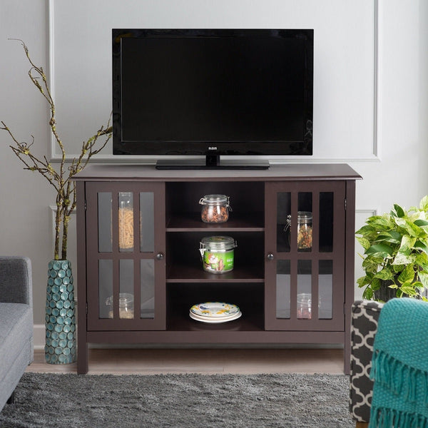 Brown Wood 43-inch TV Stand Storage Cabinet Console Table - Deals Kiosk