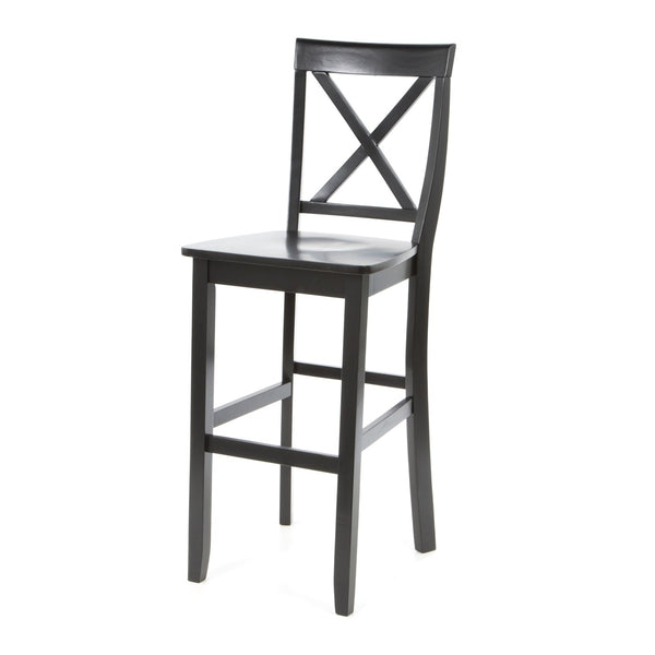 Set of 2 - X-Back Solid Wood 30-inch Barstools in Black Finish - Deals Kiosk