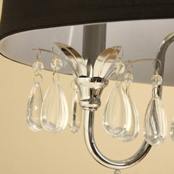 Chrome 3-light Black Shade Crystal Chandelier - Deals Kiosk