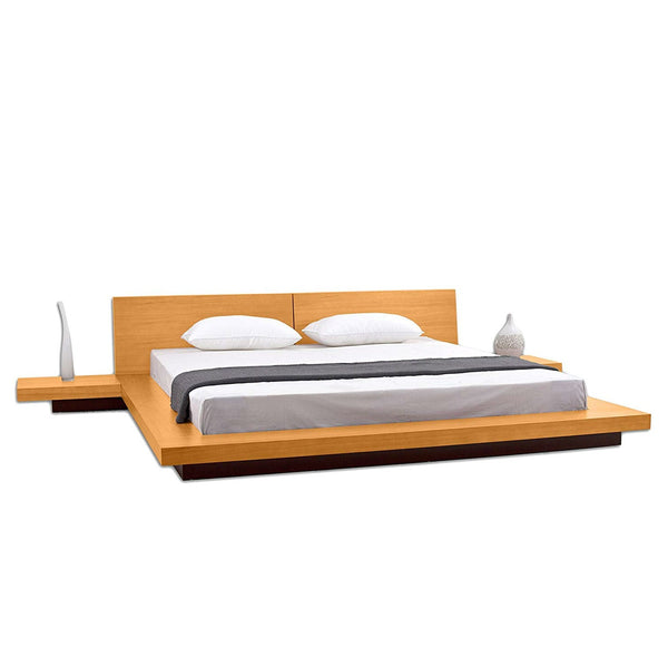 California King size Modern Platform Bed with Headboard and 2 Nightstands in Oak - Deals Kiosk