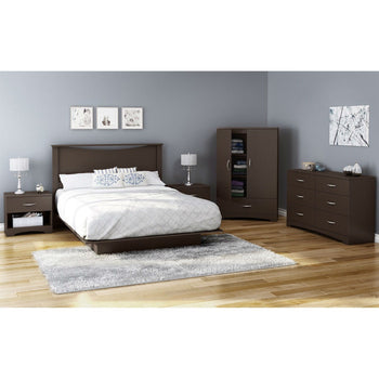 Contemporary 2-Door Armoire Wardrobe Cabinet with Drawer in Chocolate Brown - Deals Kiosk