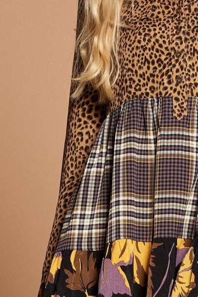 Cheetah Print Button-down Collard Shirt Dress - Deals Kiosk