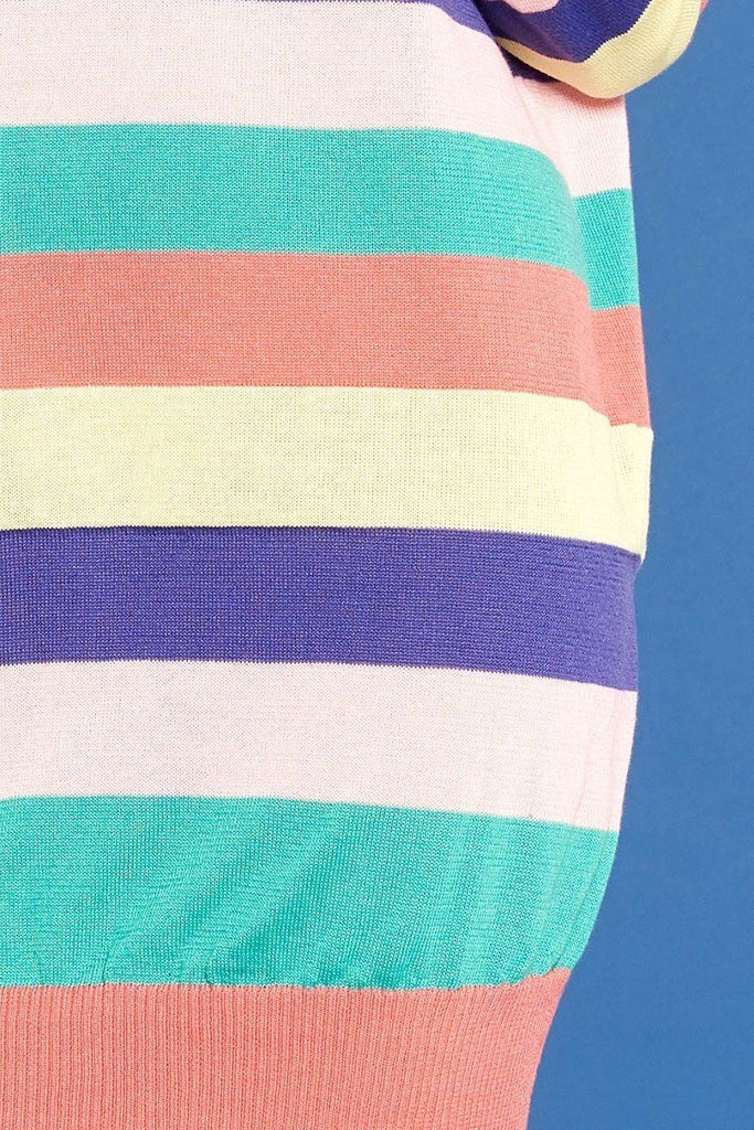 Multi-colored Striped Knit Sweater Dress - Deals Kiosk