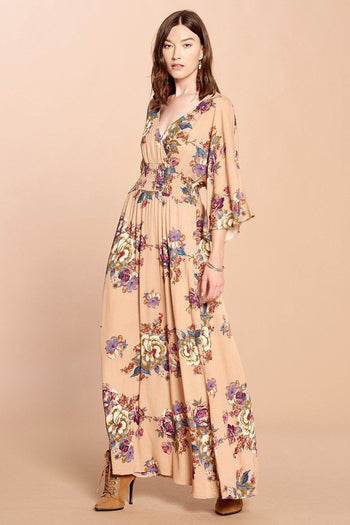 Floral Print Maxi Wrap Dress - Deals Kiosk