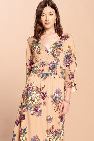 Floral Print Maxi Wrap Dress - Deals Kiosk