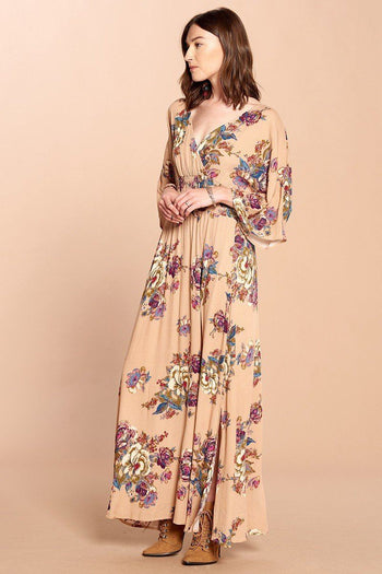 Floral Print Maxi Wrap Dress - Deals Kiosk