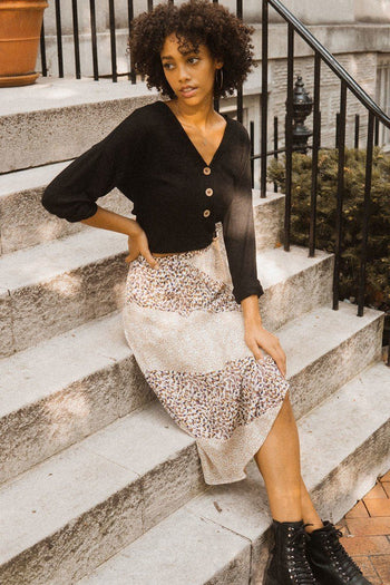 A Floral-print Woven Midi Skirt - Deals Kiosk