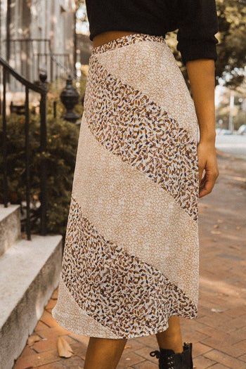A Floral-print Woven Midi Skirt - Deals Kiosk