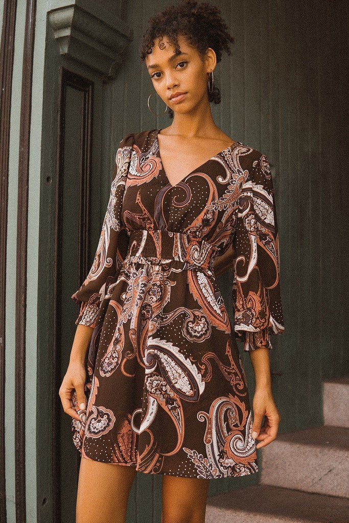 A Woven Mini Dress In Vintage Paisley Print - Deals Kiosk