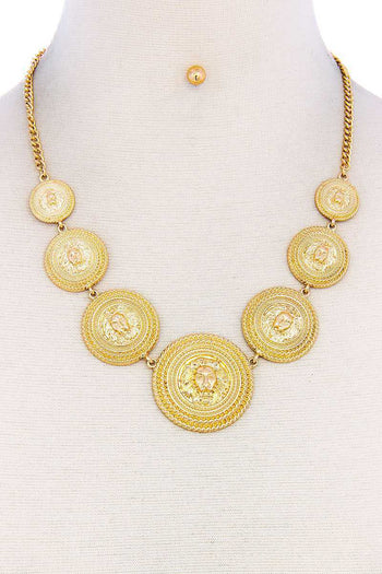 Lion Head Circle Linked Necklace - Deals Kiosk
